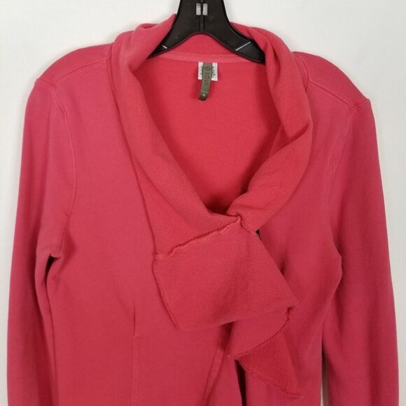 XCVI Women Ruggle Light Cardigan Sz M Pink Cotton Boho Lagenlook Sweater - Picture 2 of 8
